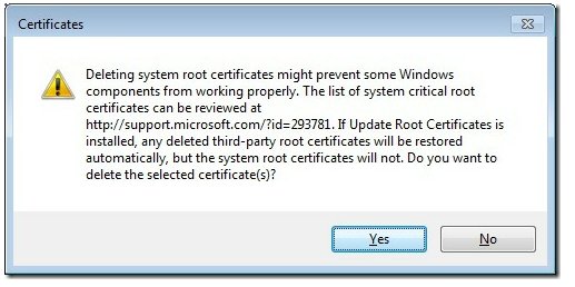 error- you're deleting a system cert!!